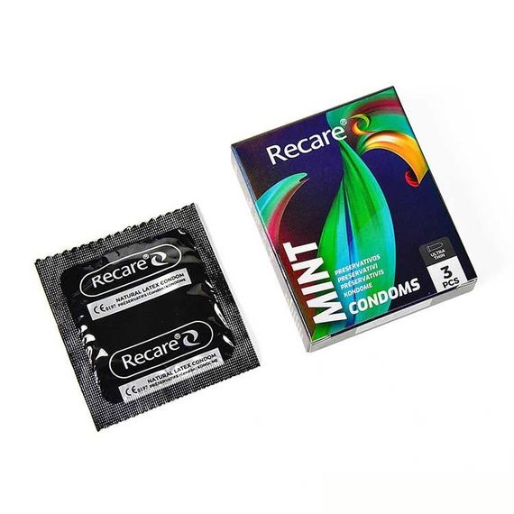 Презервативы Holographic Recare Ultra Thin Mint Condoms 3шт, ультратонкие, аромат: мята | Зображення 1