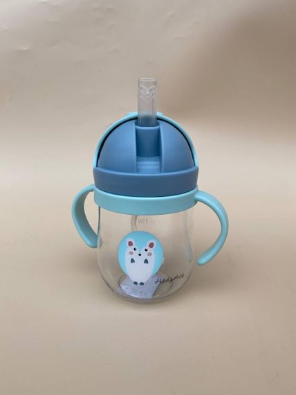 Поїльник непроливайка з трубочкою і грузиком їжачок зеленого кольору 250мл