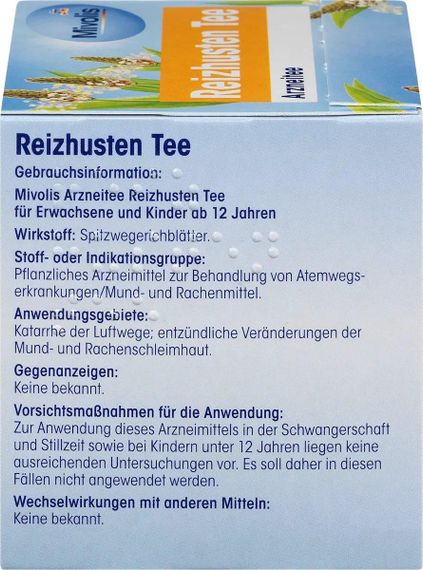 Лекарственный чай листьев подорожника Mivolis Reizhusten Tee – от раздражающего сухого кашля, 12 пакетиков | Зображення 3