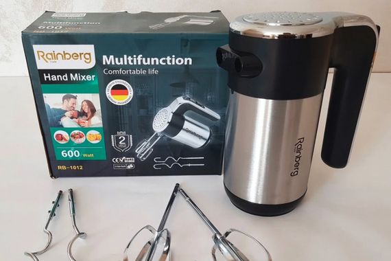 Миксер ручной 5 скоростей 600 Вт Rainberg RB-1012 | Зображення 1