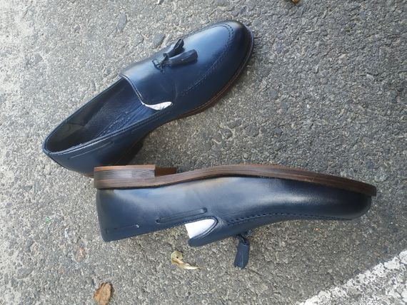 Турецкие лоферы синего цвета 42 размер | Зображення 1