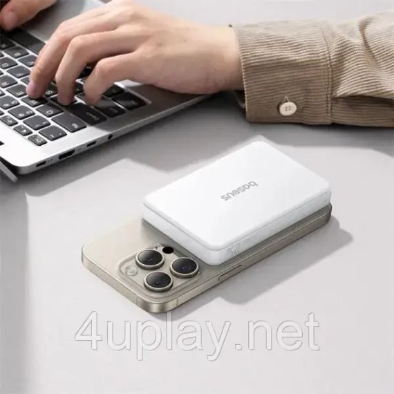 Беспроводной магнитный повербанк Baseus Airpow II Qi2 Magnetic PowerBank 10000mAh 22.5W White | Зображення 5