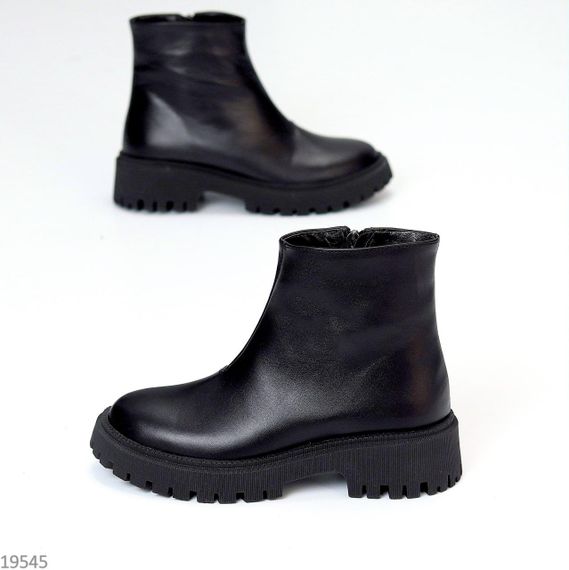 Комфортні чорні зимові черевики натуральна шкіра стильний мінімалізм | Зображення 3
