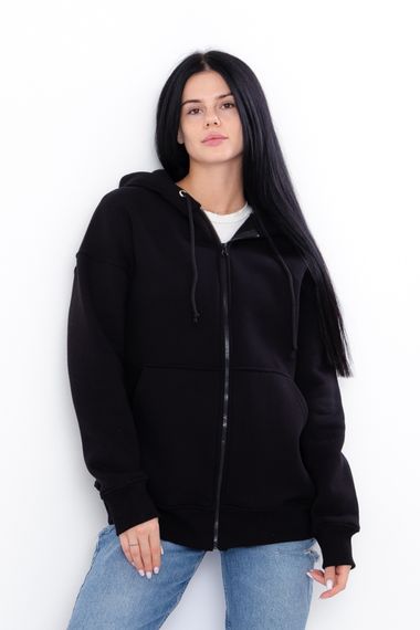 Zip-худі для жінок (оверсайз) Носи своє S/172 Чорний (p-15329-175369)