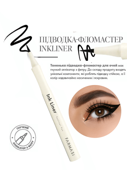 Підводка фломастер лайнер чорного кольору для очей Farmasi Inkliner 1.2 мл