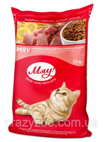 Сухий корм для котів Мяу зі смаком м'яса 11 кг B1240102