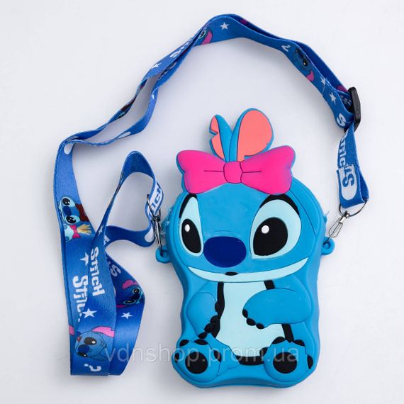 Детская силиконовая сумка Стич 13×9×2.5 (см) через плечо Синий HP-55-5BL