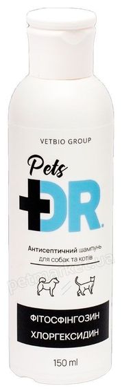 Dr.Pets антисептичний шампунь з фітосфінгозином, хлоргексидином для котів та собак, 150 мл
