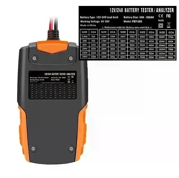 Тестер акумуляторів E-FAST TK-100 12/24 В • Цифровий автомобільний аналізатор АКБ 26X-313 з LCD-дисплеєм для перевірки CCA, SOC, SOH та опору | Зображення 3