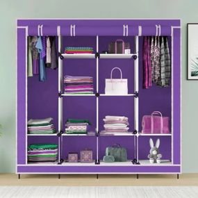 Складна тканинна шафа для одягу 170*45*170см Storage Rack, тканинна шафа для KY-908 речей Фіолетова