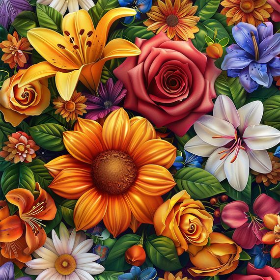 Алмазная мозаика "Цветочная нежность" BH028 неполная выкладка 25х25 см | Зображення 1