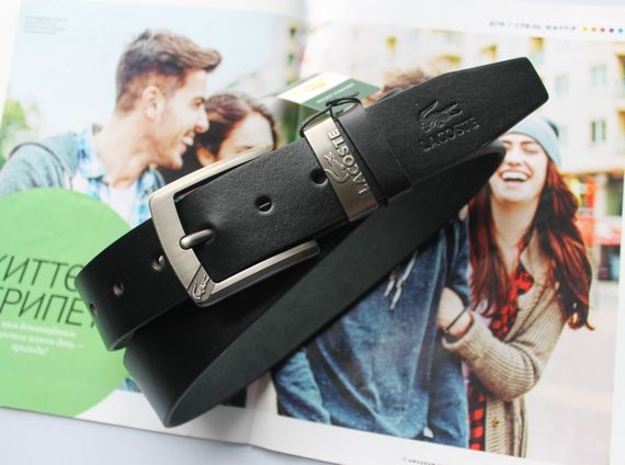 Чоловічий ремінь Lacoste black.