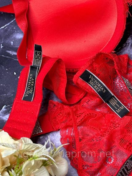 Мереживний комплект Вікторія Сикрет зі стразами, Бюстгальтер На Поролоні, Мереживний Комплект Victoria's Secret | Зображення 5