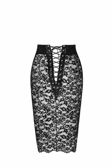 Юбка Noir Handmade F302 Ambivalence, XXL, black, кружево, длина за колени, шнуровка сзади | Зображення 6