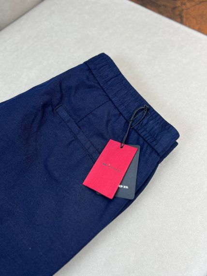 Льняні чоловічі штани Kiton темно-синього кольору 8002-1 d070 | Зображення 1