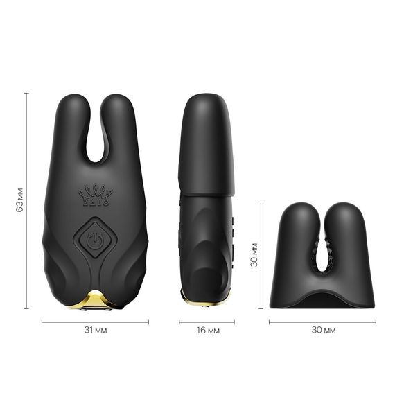 Смарт-вібратор для грудей Zalo - Nave Obsidian Black, пульт ДК, робота через додаток | Зображення 2
