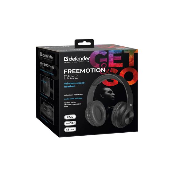 Навушники Defender FreeMotion B552 Bluetooth Black (63552) | Зображення 6