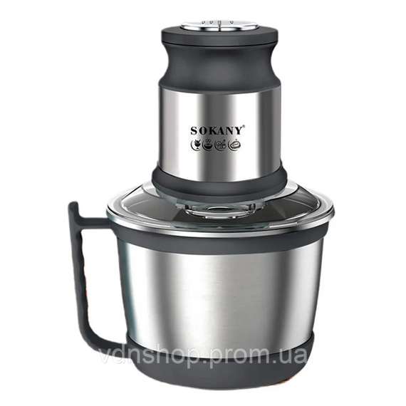 Чопер подрібнювач з чашею 3 літри 4 леза нержавіюча сталь овочерізка Sokany SK-7027