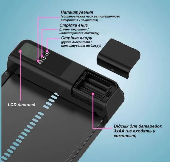 Автоматические двери для курятника с ЖК-дисплеем и таймером, заслонка/ворота для сельскохозяйственных птиц от | Зображення 5