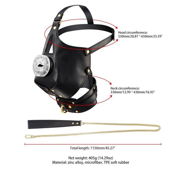 Маска-збруя для орального сексу з повідцем LOCKINK SEVANDA Blowjob Head Muzzle with Leash | Зображення 9