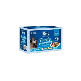 Корм влажный Brit Premium Delicate Fillets in Gravy Family Plate для кошек Семейная тарелка в соусе 12 шт x 85