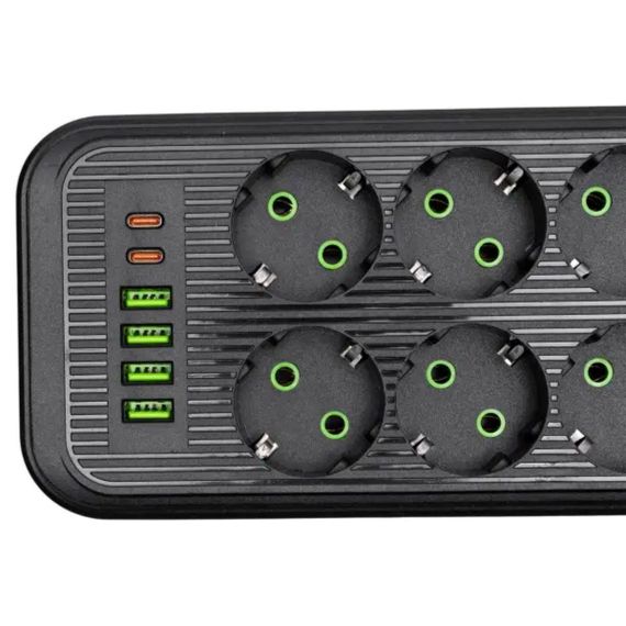 Мережевий фільтр-подовжувач 6 розеток 4 USB-A + 2USB Type-C 5м HP-5-54 | Зображення 3