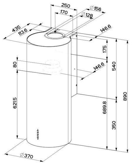 Витяжка Faber  купольна, 37см, 1169м3ч, Cylindra Plus Wh Gloss A37, білий глянцевий (335.0492.565) | Зображення 1