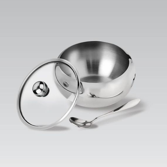 Сахарница металлическая с ложкой Маестро Maestro 460 мл MR-1696