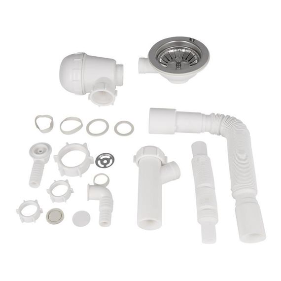 Сифон для кухонной мойки Lidz (WHI) 60 08 E001 01 ECO с круглым переливом (выход 50 мм) | Зображення 2