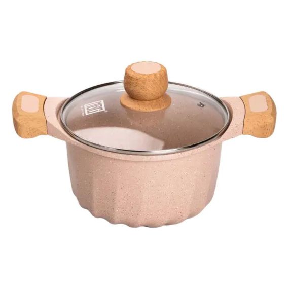Набір посуду, 3 каструлі, сковорода, алюмінієва товстодонна MGC з лопаткою та ополоником, бежевий HP-4-401CR | Зображення 2