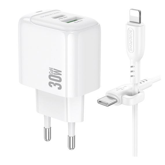 Мережевий зарядний пристрій Borofone BAS45A 1 USB-C/1USB PD/QC 30W+Type-C to Lightning | Зображення 3