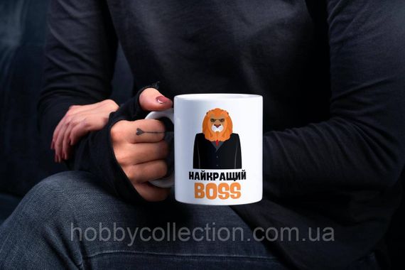 Кружка з принтом "Найкращий Boss" 330 мл Біла | Зображення 2