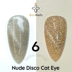 Світловідбивний гель-лак Bee Nails Nude Disco №6 з ефектом котячого ока 8мл