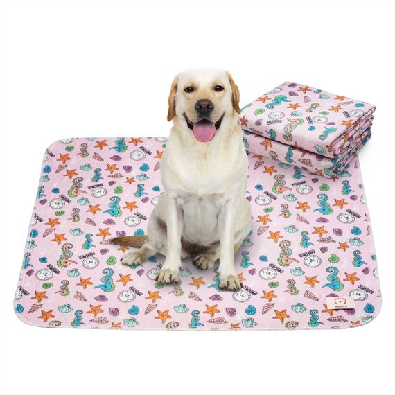 Багаторазова пелюшка для щенят Misoko&Co, принт з морськими кониками, 80 см х 140 см, 1 шт | Зображення 1