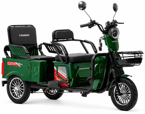 Электротрайк Crosser Transit TR-5 LFP 1500W 76.8V 30Ah, грузовой трехколесный электроскутер до 80 км, LiFePO4, 3 места Зелений
