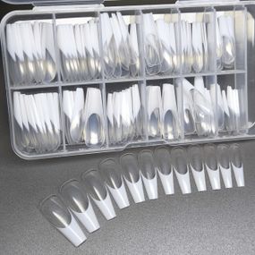 Гелеві тіпси для нарощення френч 120шт (балерина) в боксі