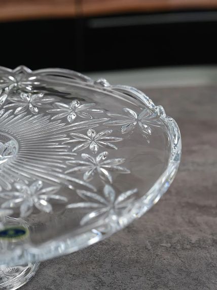Тортовница стеклянная на ножке круглая Bohemia Perseus Nova 31 см прозрачная 69003/99004/310 | Зображення 3