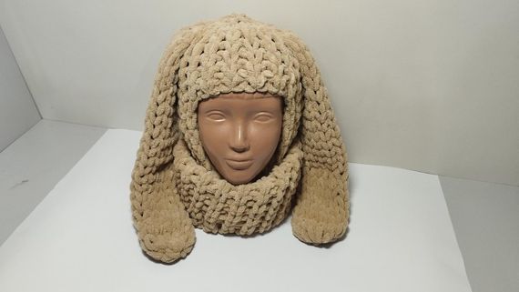 Балаклава колір 415 плюшева з вушками зайчика | Зображення 4