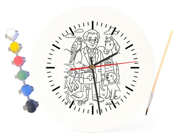 Дитячий набір для творчості годинник-розмальовка Доктор Дуліттл (за мотивами книги Г'ю Лофтінг) 30 см (Г0004) | Зображення 2