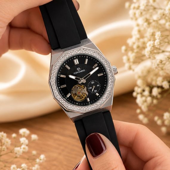 Наручний механічний годинник Forsining 8313 Black-Silver-Black | Зображення 7