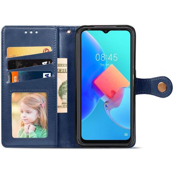 Шкіряний чохол-книжка GETMAN Gallant (PU) для TECNO Spark 8C Штучна шкіра, Слот для візитки, Синій | Зображення 2