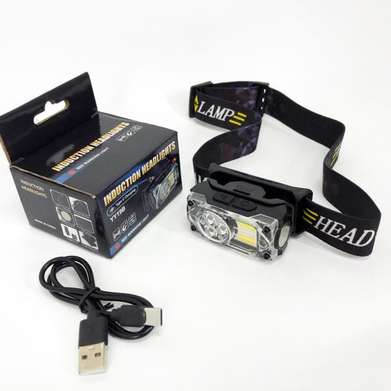 Ліхтар налобний YY-19B-3SMD+2COB(white+yellow+red), Налобний ліхтарик із usb зарядкою | Зображення 3