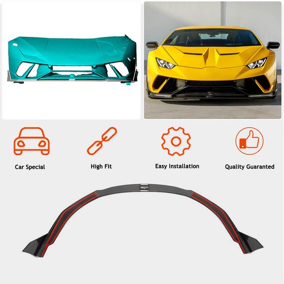 Накладка на передній бампер Lip V2 (Карбон) для Lamborghini Huracan 2014- рр | Зображення 1