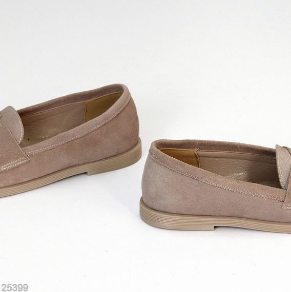 Зручні бежеві туфлі лофери натуральна замша в асортименті | Зображення 4