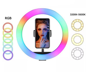 LED лампа со штативом XPRO LIVE LIGHT MJ26, студийная 360° светодиодная, диаметр 26 см RGB обеспечит равномерный, мягкий студийный свет  (956_959)