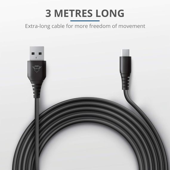Дата кабель USB 2.0 AM to USB-C 3.0m GXT 226 for PS5 black Trust (24168_TRUST) | Зображення 3