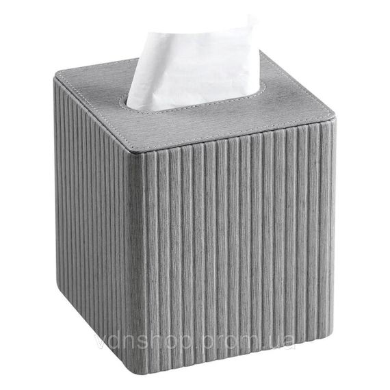 Серветниця з еко шкіри настільна 13х13х14.5 см органайзер для серветок Сірий HP-3-201G