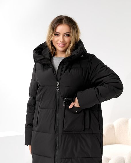 Чорна батальна куртка на зиму з накладною кишенею для телефону | Зображення 8