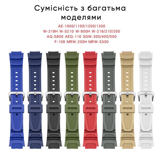 Ремешок для Casio G-Shock AE-1000/1200 Army Green SI | Зображення 5
