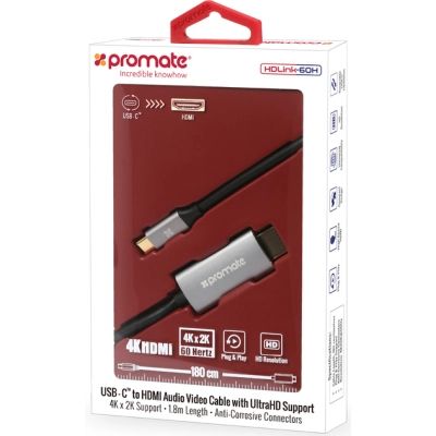 Кабель мультимедийный USB-C to HDMI hdlink-60h.grey Promate (hdlink-60h.grey) | Зображення 1